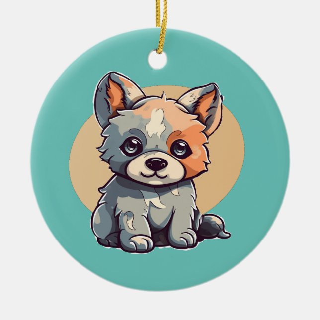 CARTOON PUPPY CERAMIC TREE DECORATION (Front)