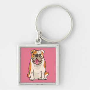 Cartoon Puppy Dog Lover Gifts Cute English Bulldog Key Ring