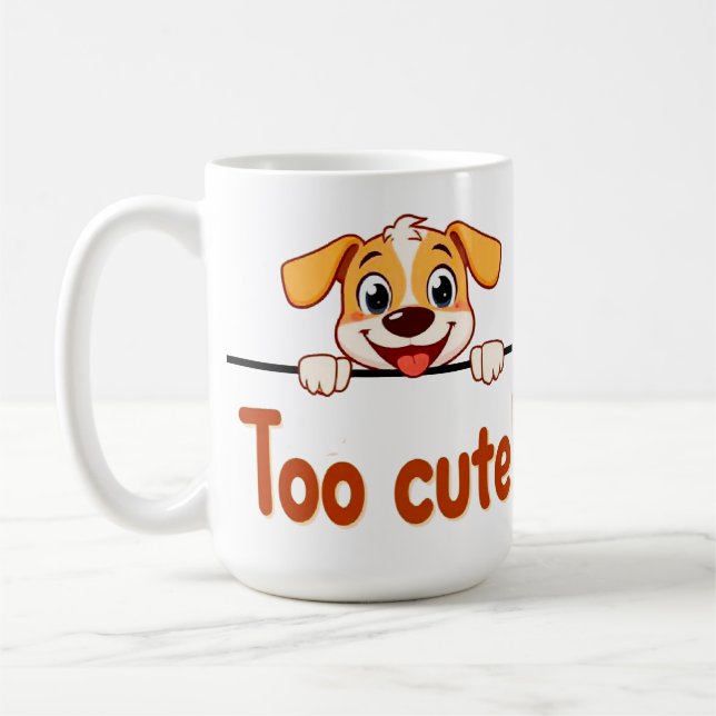 Cartoon Puppy with Appealing Text Coffee Mug (Left)