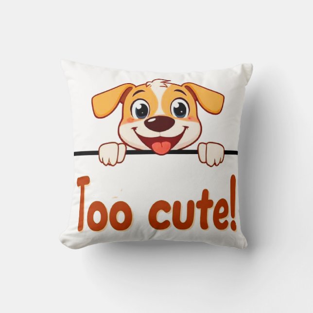 Cartoon Puppy with Appealing Text Cushion (Front)