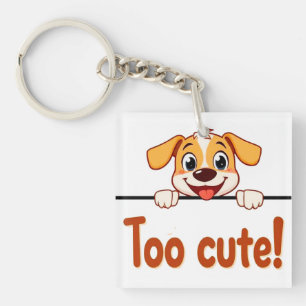 Cartoon Puppy with Appealing Text Key Ring