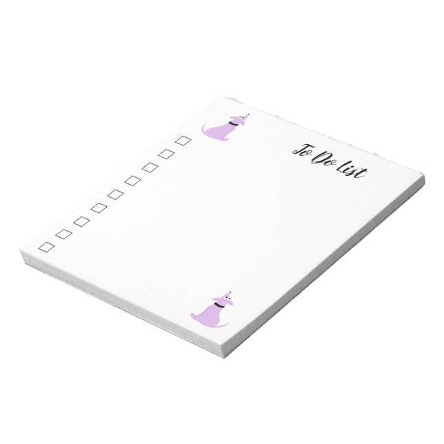 Cartoon purple dog Pig Dog To Do List Notepad (Rotated)
