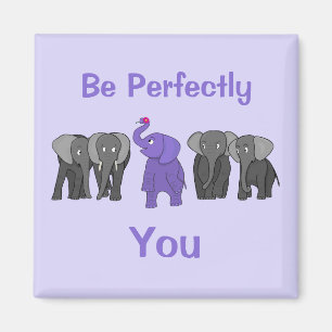 Cartoon Purple Elephant "Be Perfectly You" Magnet