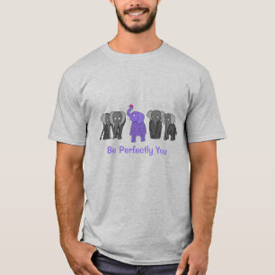 Cartoon Purple Elephant "Be Perfectly You" T-Shirt