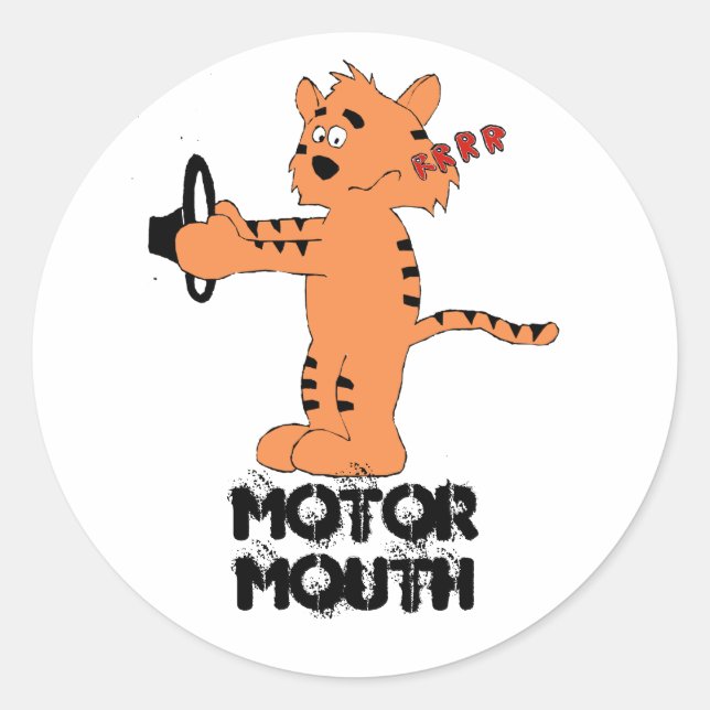 Cartoon Purring Tiger Classic Round Sticker (Front)