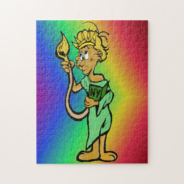 Cartoon Puzzle: New York Lion Jigsaw Puzzle (Vertical)