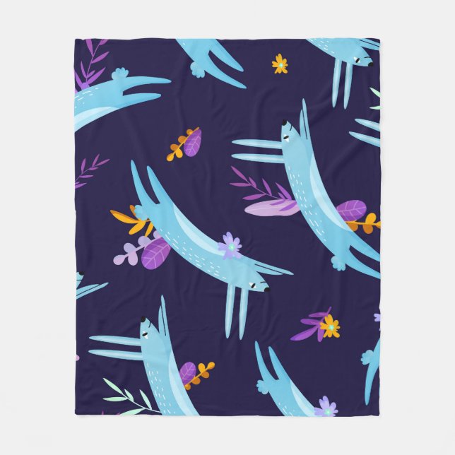 Cartoon rabbit bunny, seamless pattern. fleece blanket (Front)