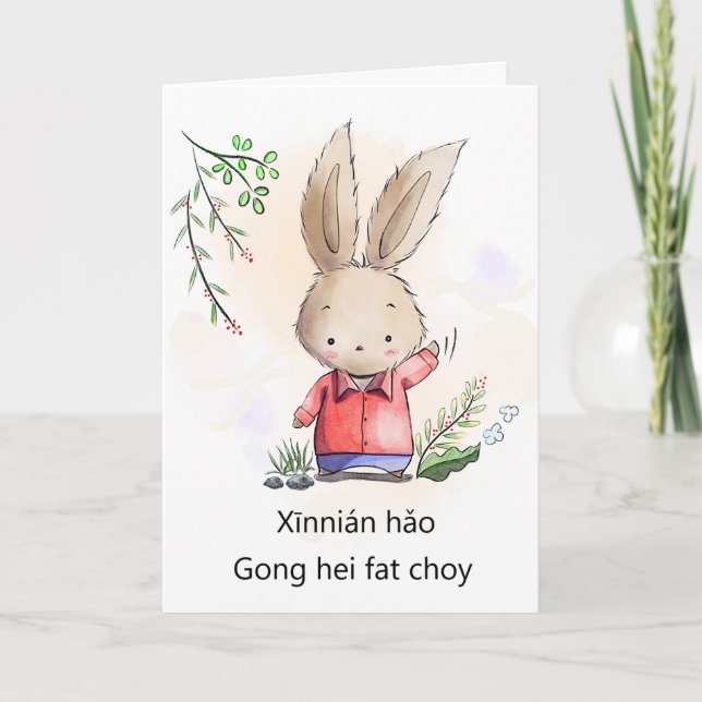 Cartoon Rabbit Chinese New Year Greeting Card (Front)