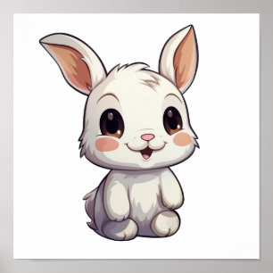 Cartoon rabbit illustration poster