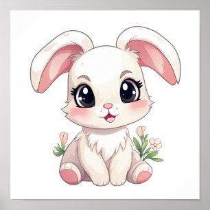 Cartoon rabbit illustration poster