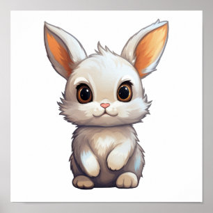 Cartoon rabbit illustration poster