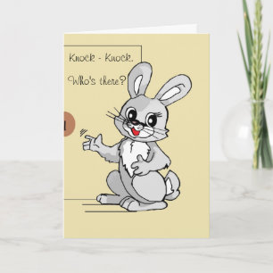Cartoon Rabbit Knock-Knock Joke Greeting Card