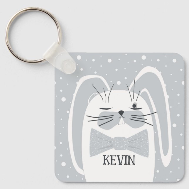 Cartoon rabbit, symbol 2023. key ring (Front)