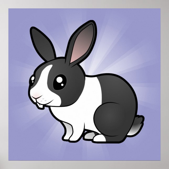 Cartoon Rabbit (uppy ear smooth hair) Poster (Front)