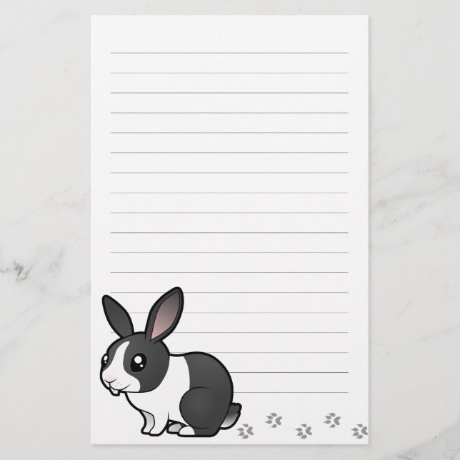 Cartoon Rabbit (uppy ear smooth hair) Stationery (Front)