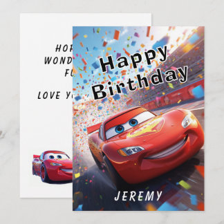Cartoon Race Car Happy Birthday for Child Card