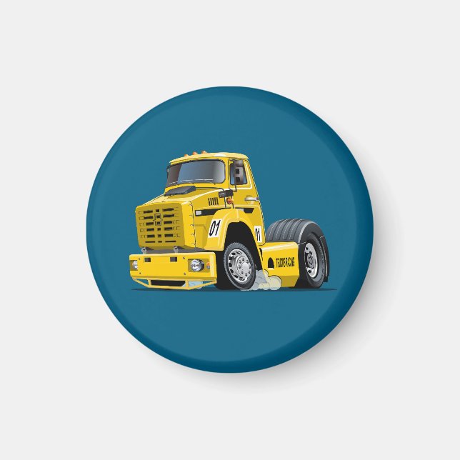 Cartoon Racing truck Magnet (Front)