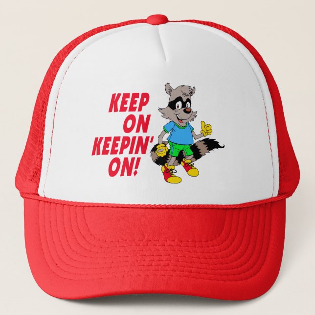 Cartoon Racoon Trucker Hat (Front)