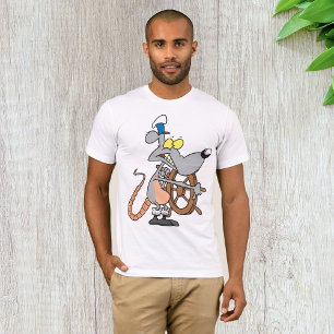 Cartoon Rat Pirate Captain Steering Ship T-Shirt