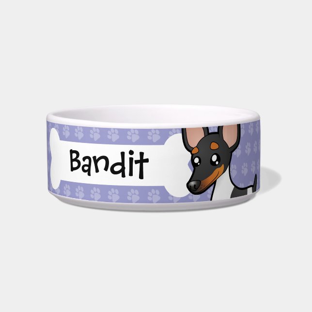 Cartoon Rat Terrier / Toy Fox Terrier Bowl (Front)