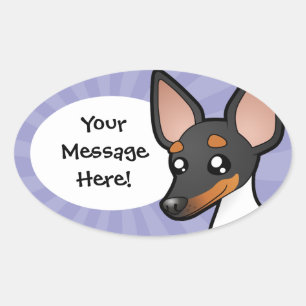 Cartoon Rat Terrier / Toy Fox Terrier Oval Sticker