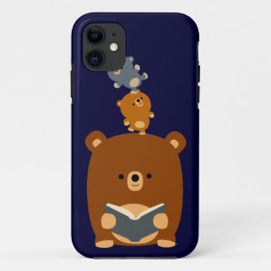 Cartoon Reading Bear & Cubs iPhone 5 Case-Mate iPhone 11 Case