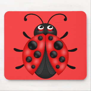 Cartoon Red Black Ladybug Mousemat