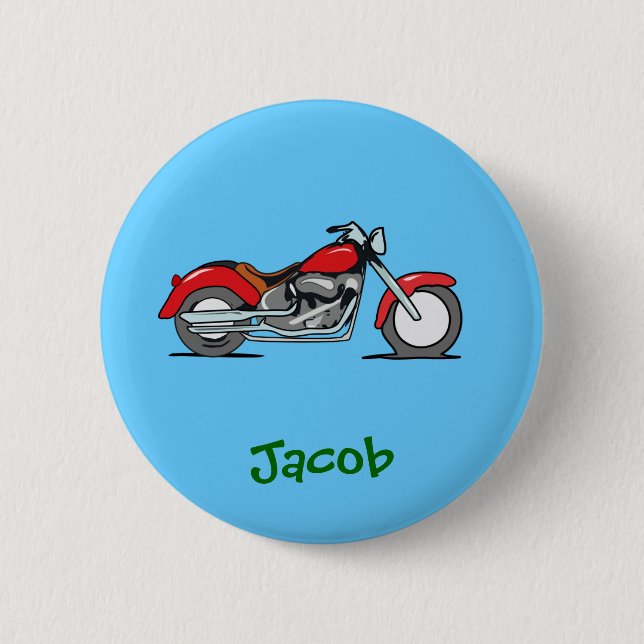 Cartoon Red MotorCycle - MotorBike 6 Cm Round Badge (Front)