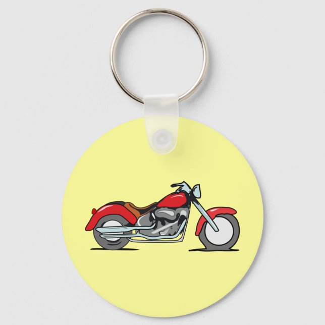 Cartoon Red MotorCycle - MotorBike Key Ring (Front)