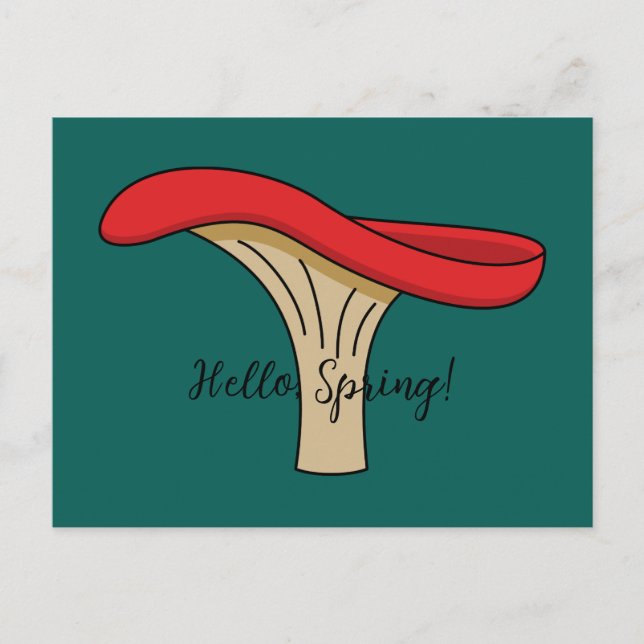 Cartoon Red Mushroom | Add Text Holiday Postcard (Front)