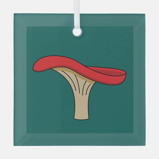 Cartoon Red Mushroom Glass Tree Decoration (Front)