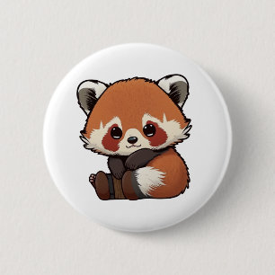 Cartoon red panda illustration 6 cm round badge