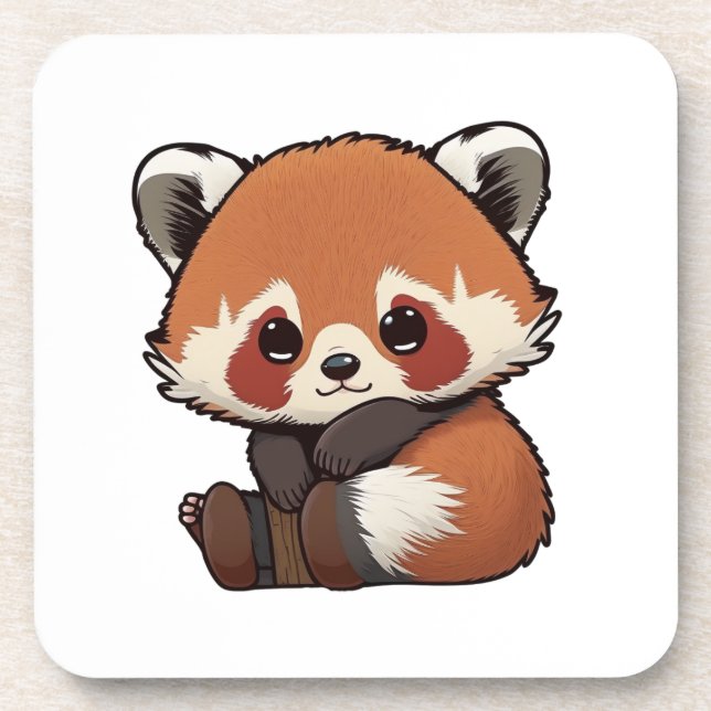 Cartoon red panda illustration coaster (Front)
