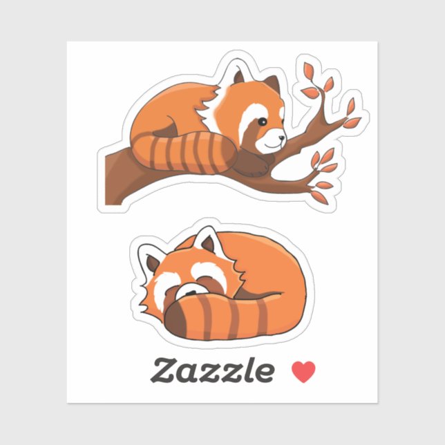 Cartoon Red Panda Sleeping and in Tree (Sheet)