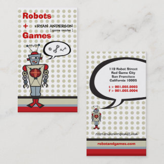 Cartoon Red Retro Robot Cute Kids Boy Profile Card