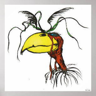 Cartoon Redneck Vulture Bird Poster