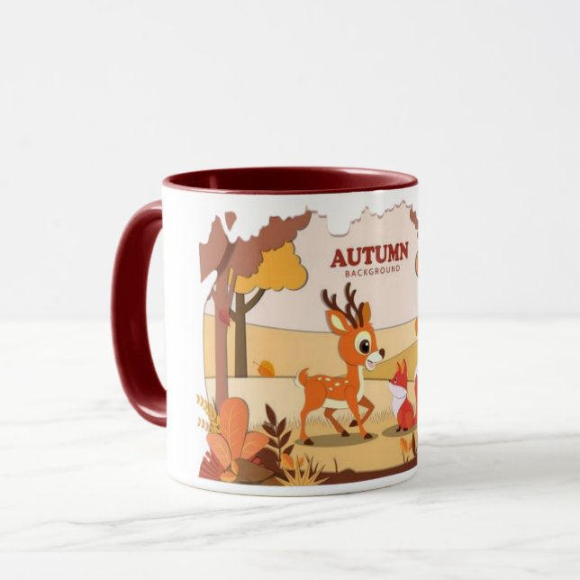 Cartoon reindeer coffee mug (Front Left)