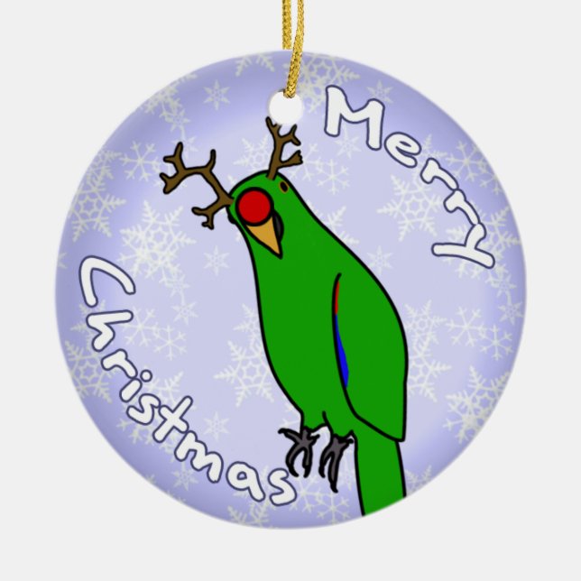 Cartoon Reindeer Eclectus Christmas Ornament (Front)