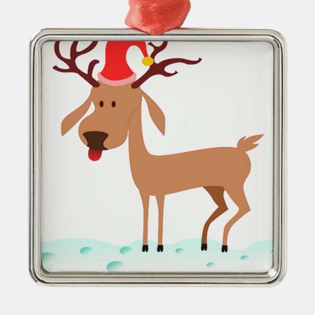 Cartoon Reindeer Metal Tree Decoration (Front)