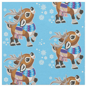 cartoon reindeer or Christmas caribou deer Fabric