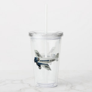 Cartoon retro aeroplane acrylic tumbler