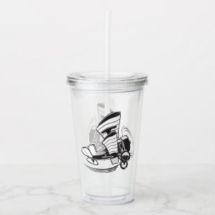 Cartoon retro aeroplane acrylic tumbler