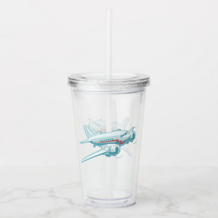 Cartoon retro aeroplane acrylic tumbler