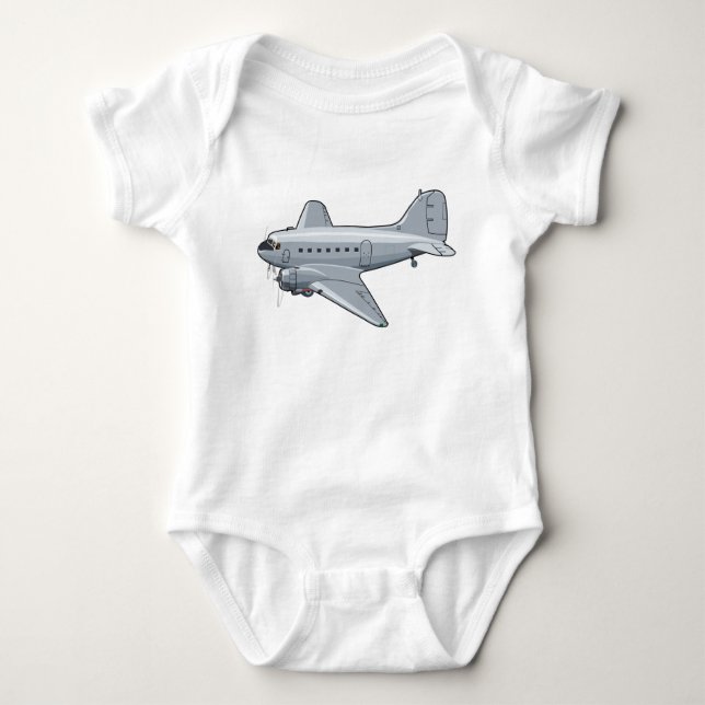 Cartoon retro aeroplane baby bodysuit (Front)