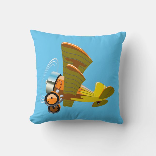 Cartoon retro aeroplane cushion (Front)