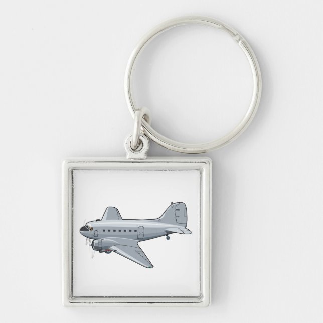 Cartoon retro aeroplane key ring (Front)