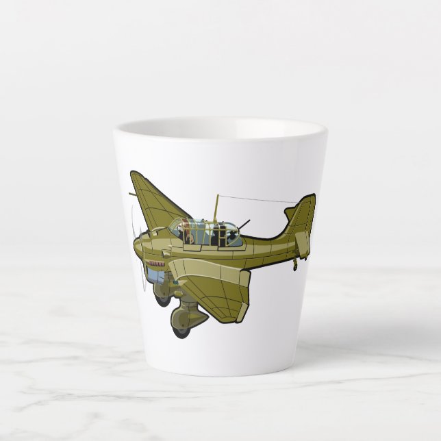 Cartoon retro aeroplane latte mug (Front)
