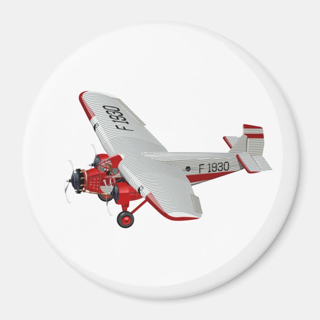 Cartoon retro aeroplane magnet (Front)