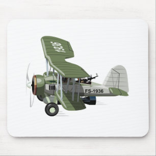 Cartoon retro aeroplane mouse pad