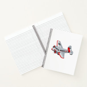 Cartoon retro aeroplane notebook